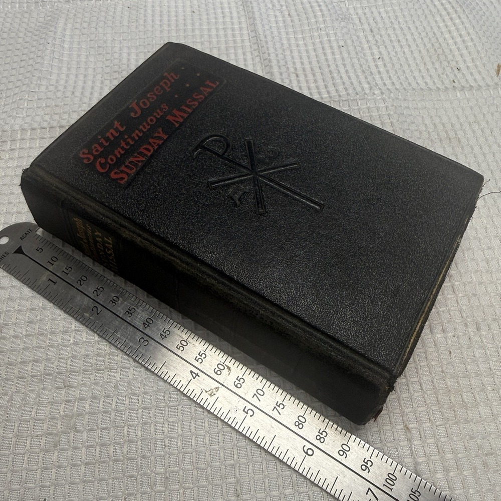 St Joseph Continuous Sunday Missal Confraternity Version 1958 Black Leather Pics
